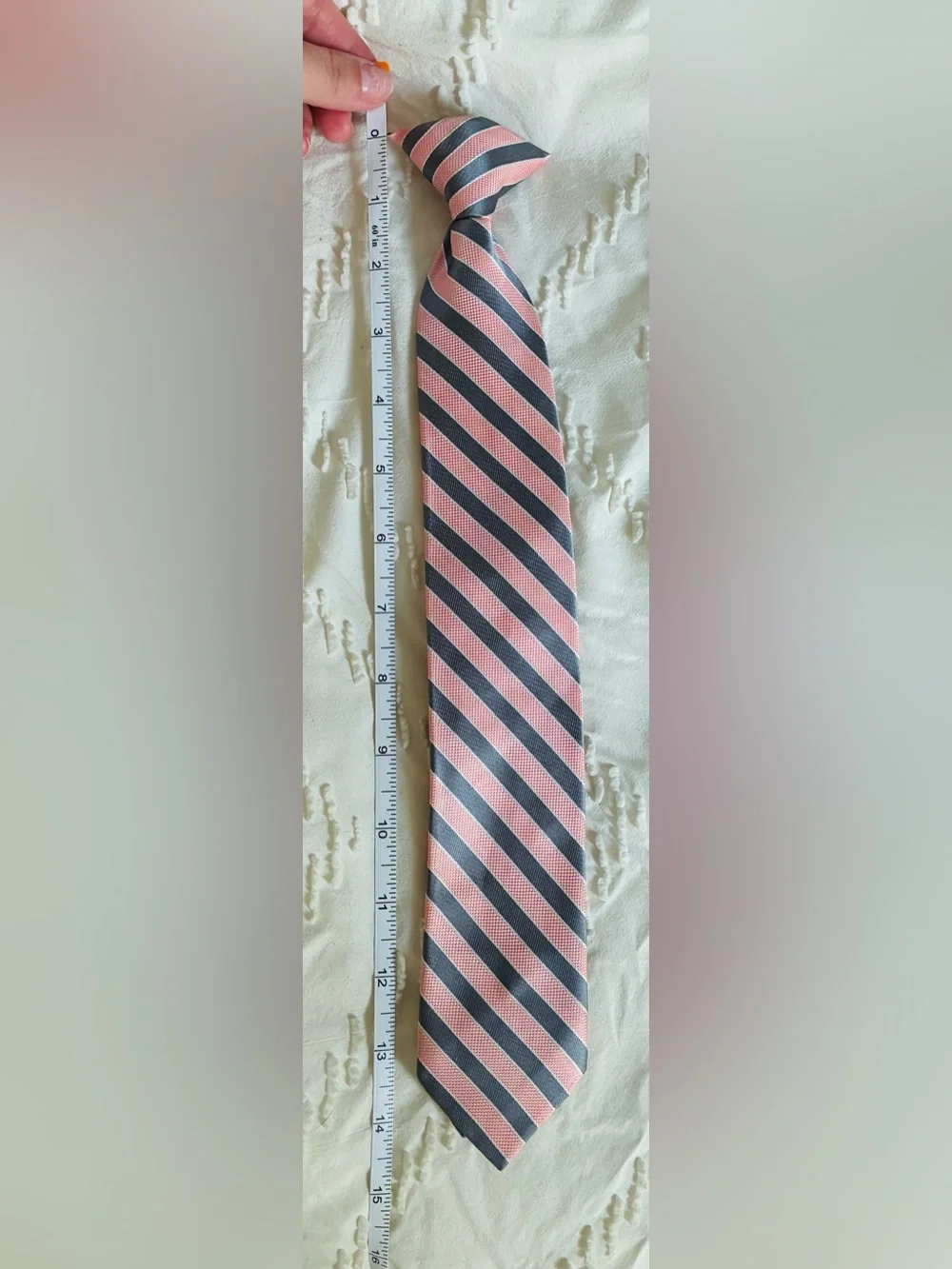 Pink and Navy Diagonal Stripe boys clip on  Tie
